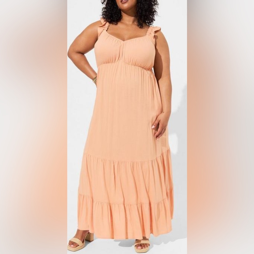 Gently Used - Torrid Maxi Rayon Slub Ruffle Strap Tiered Dress - Size 2 (18/20)